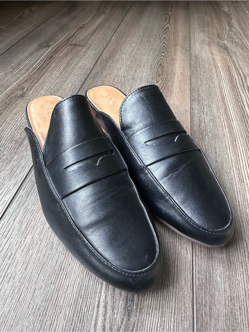 J. Crew Black Penny Loafer Mules Slip-On Flats Women’s Size 8 EUC